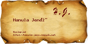 Hanula Jenő névjegykártya
